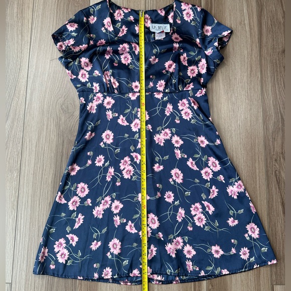 Vintage 1990s Navy & Pink Floral Mini Dress - Picture 10 of 13